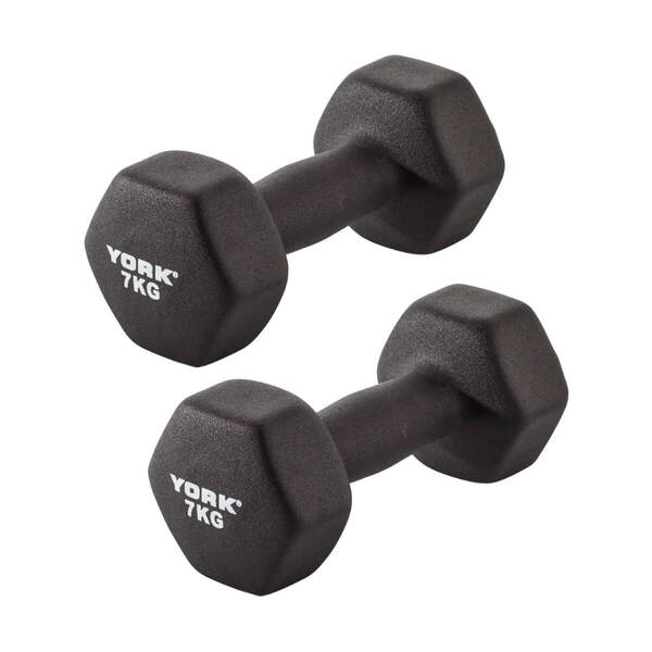 York 7kg x 2 Neoprene Hex Dumbbells