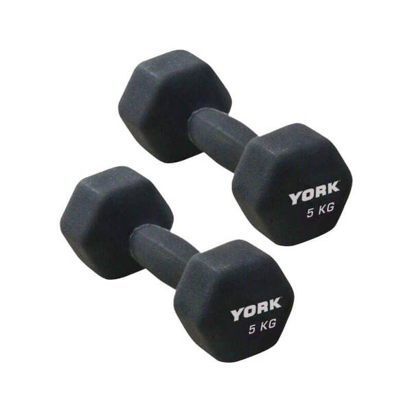 York 5kg x 2 Neoprene Hex Dumbbells