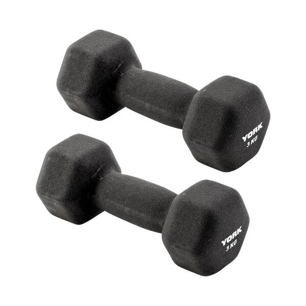 York 3kg x 2 Neoprene Hex Dumbbells