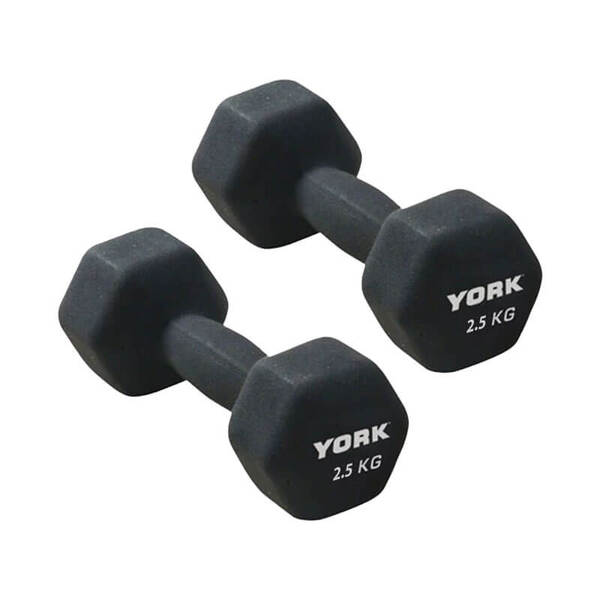 York 2.5kg x 2 Neoprene Hex Dumbbells