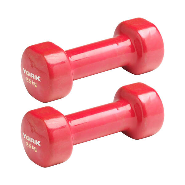 York 2 x 2.5kg Vinyl Dipped Dumbbells - Red