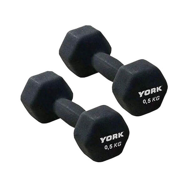 York 0.5kg x 2 Neoprene Hex Dumbbells