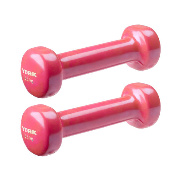 York 2 x 0.5kg Vinyl Dipped Dumbbells - Pink