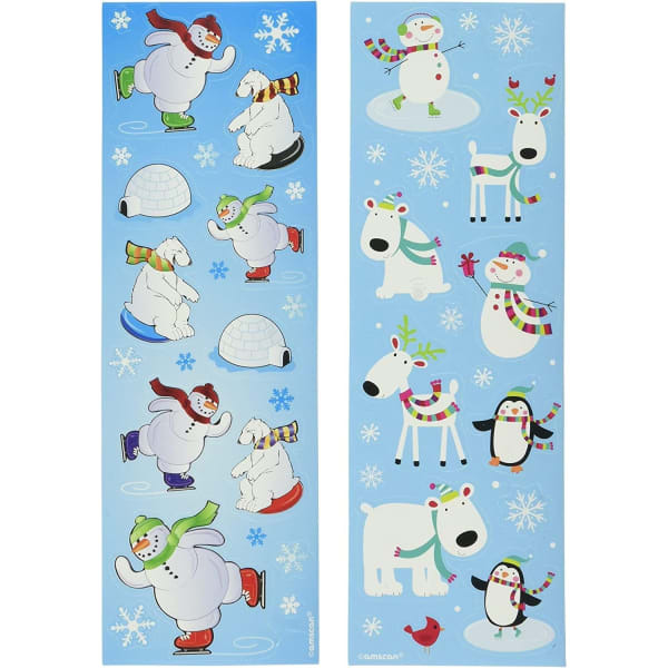 Amscan Joyful Snowman Christmas Sticker Sheet (Pack of 12)