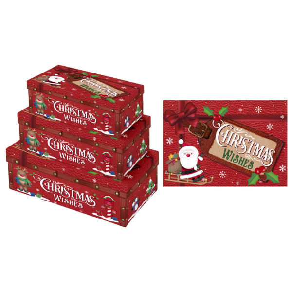 Eurowrap Oblong Christmas Gift Box (Pack of 3)