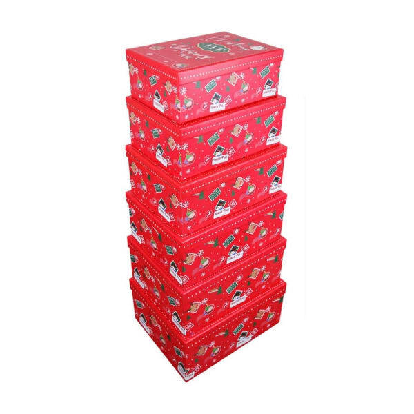 Eurowrap Marry Xmas Oblong Christmas Gift Boxes (Pack of 6)