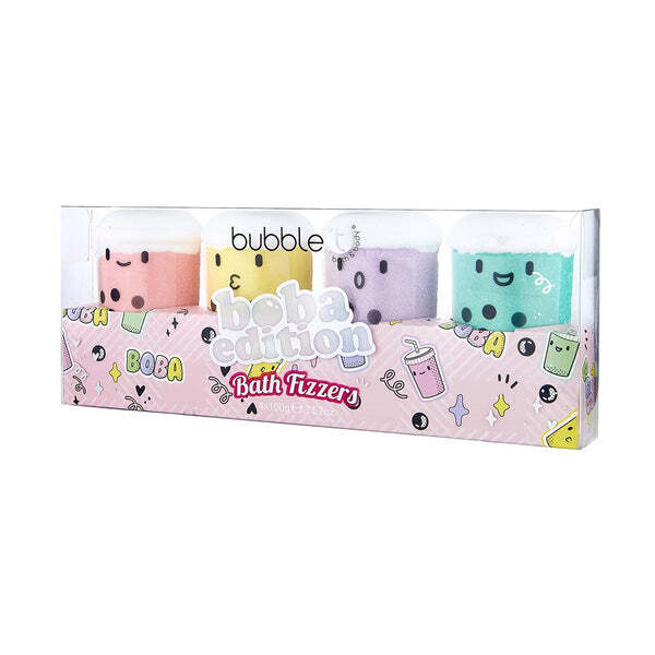 Bubble T Cosmetics Boba Tea Bath Bomb Fizzer Gift Set (4 x 100g)