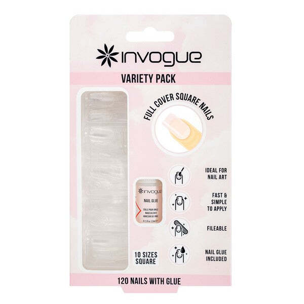 Invogue Full Cover Square Nails - Pack of 120