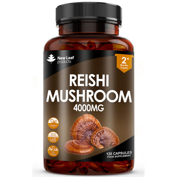 New Leaf Reishi Mushroom 4000mg Capsules 100% Fruiting Body