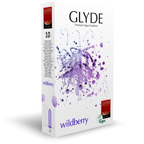 Glyde Ultra Wildberry Flavour Vegan Condoms 10 Pack