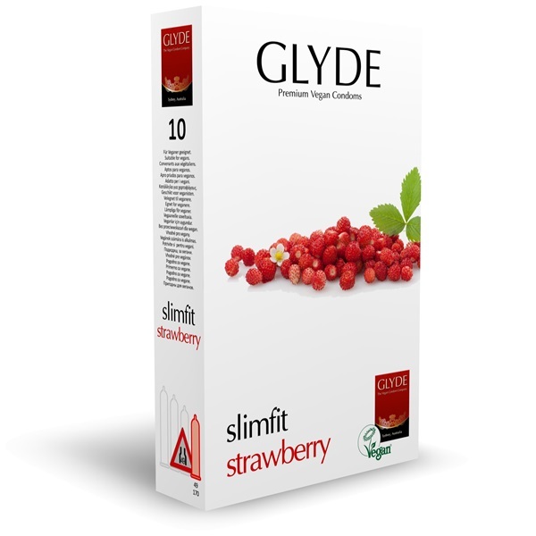 Glyde Ultra Slimfit Strawberry Flavour Vegan Condoms 10 Pack