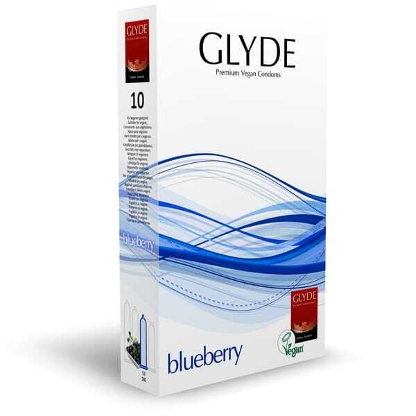 Glyde Ultra Blueberry Flavour Vegan Condoms 10 Pack