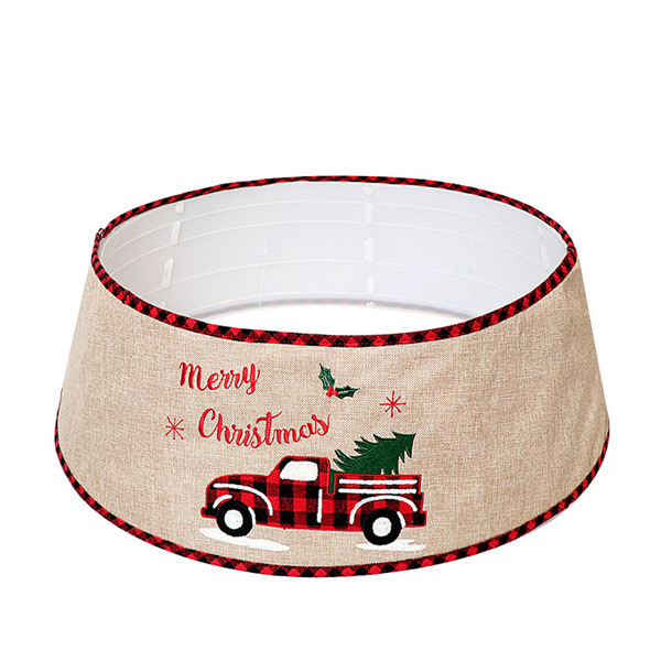 Livingandhome Burlap Merry Christmas Tree Skirt Collar