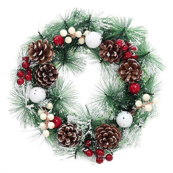 Livingandhome Snow Flocked Christmas Artificial Wreath