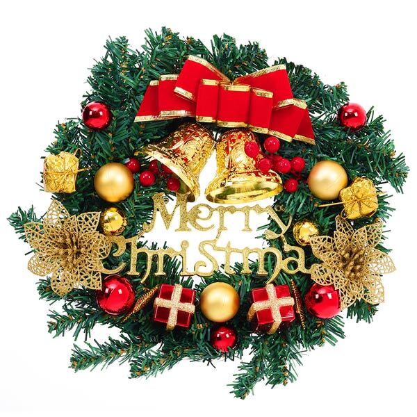 Livingandhome Christmas Artificial Wreath with Xmas Baubles