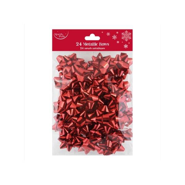 Eurowrap Metallic Christmas Gift Bow (Pack of 24)