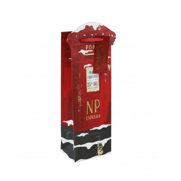 Eurowrap Post Box Christmas Bottle Bag (Pack of 12)