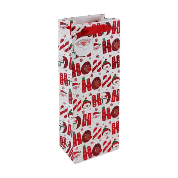 Eurowrap Ho Ho Ho Christmas Bottle Bag (Pack of 12)