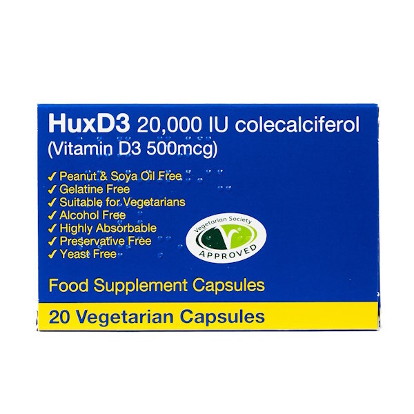 Huxley Europe HuxD3 20,000iu Vitamin D3 - 20 Veg Caps