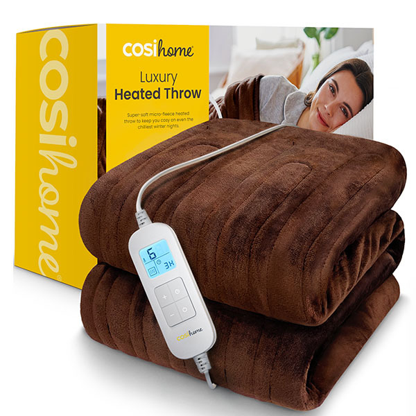 Cosi Home Fleece Electric Heated Throw - Brown