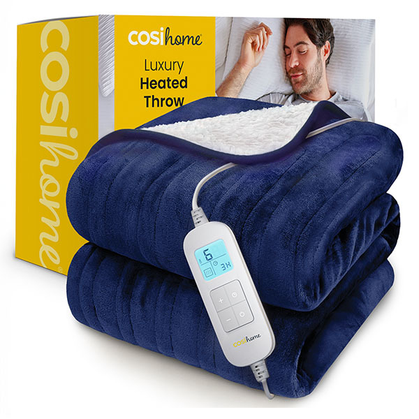 Cosi Home Fleece & Sherpa Electric Heated Throw - Navy