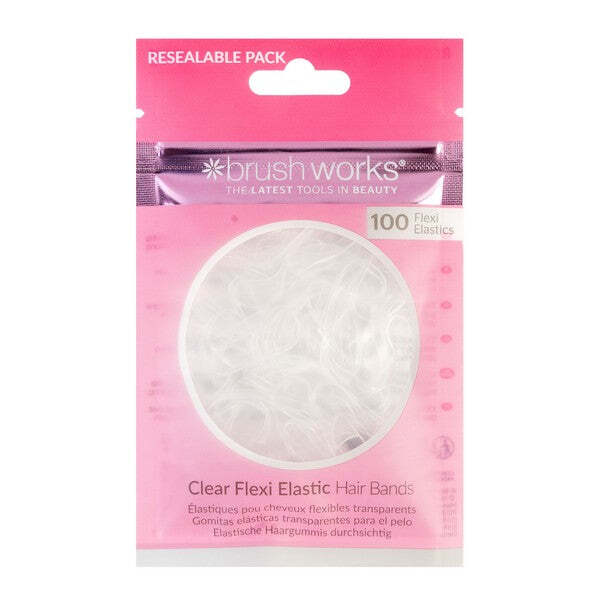 Brushworks Clear Flexi Elastic Hair Bands - 100 Pieces