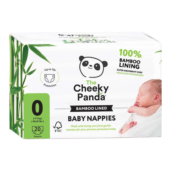 The Cheeky Panda Bamboo Newborn Nappies 8 Pack Size 1 (Under 3kg)