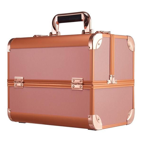 Livingandhome Professional Aluminum Makeup Box Rose Gold