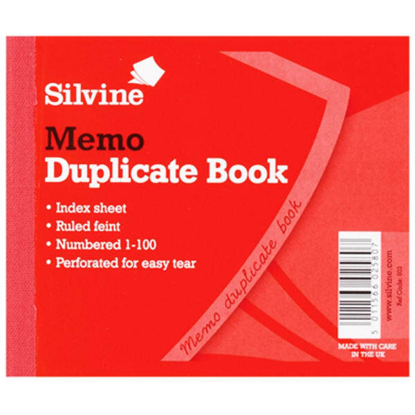 Silvine Small Duplicate Memo Book Feint 200 Sheets