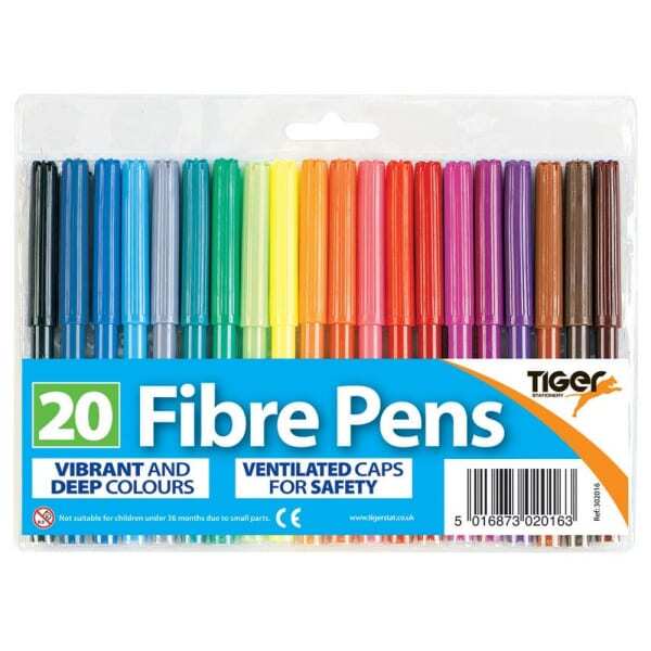 Tiger Stationery Fibre Pen Set (Pack of 20)