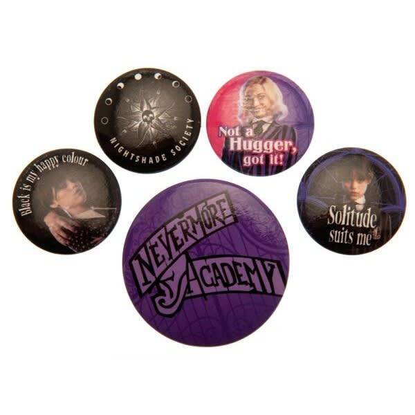 Wednesday Nevermore Badge Set (Pack of 5)