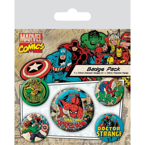 Marvel Comics Spider-Man Badge Set (Pack of 5)