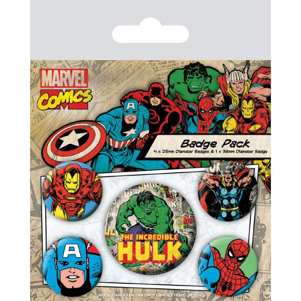 Marvel Comics Hulk Badge Set (Pack of 5)