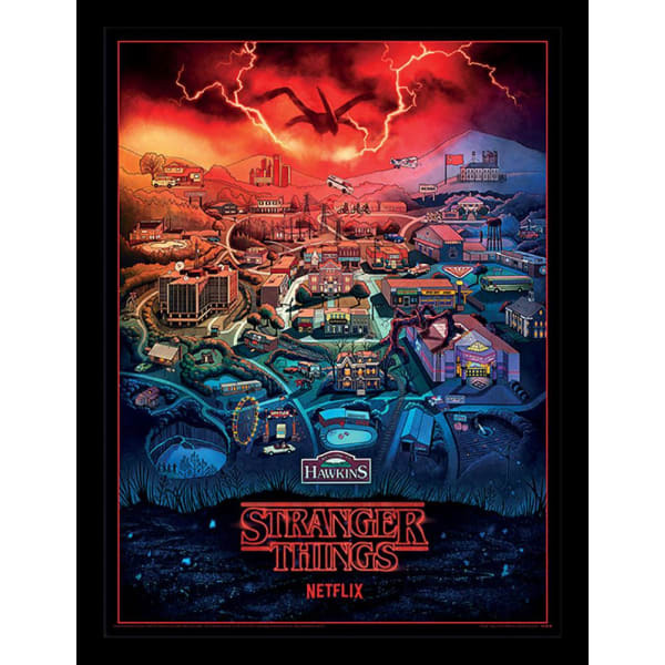 Stranger Things Hawkins Framed Picture