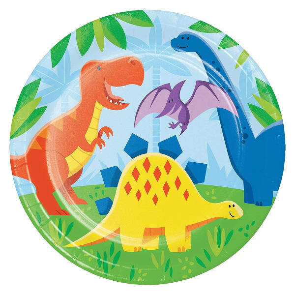 Creative Party Paper Dinosaur Disposable Plates (Pack of 8)