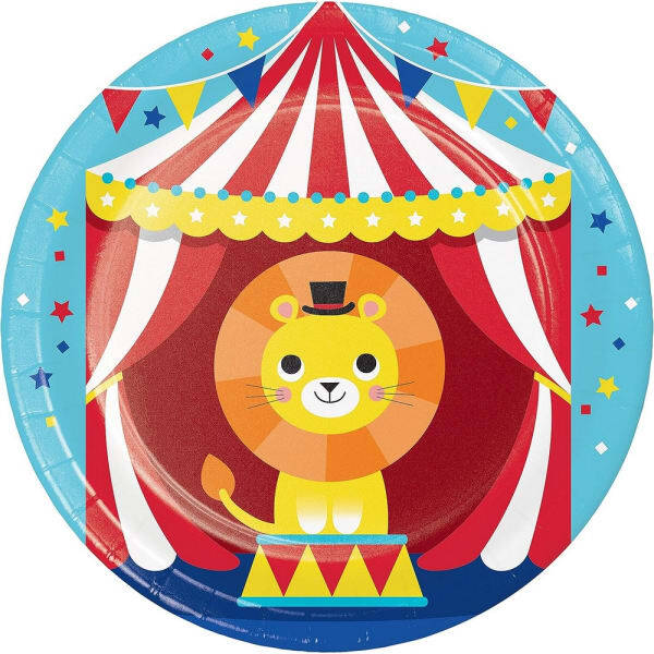 Creative Party Paper Circus Animal Party Plates (Pack of 8)