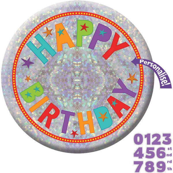 Amscan Holographic Happy Birthday Badge