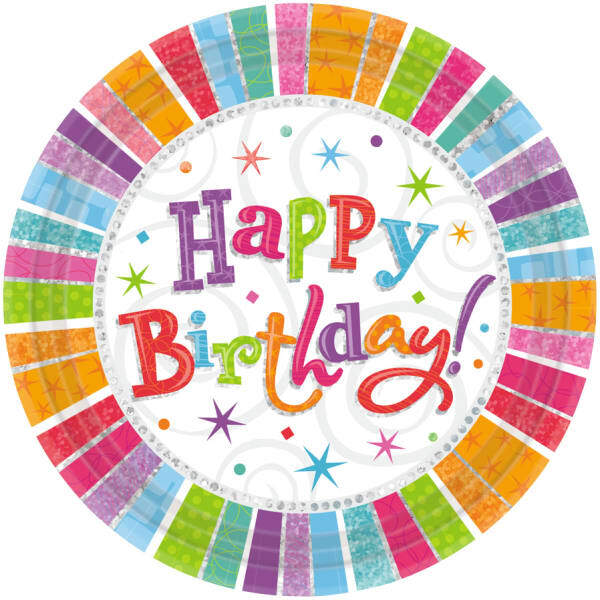 Amscan Paper Round Happy Birthday Party Plates