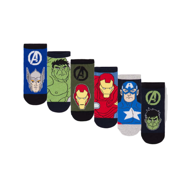 Marvel Avengers Boys Characters Socks (Pack of 6) (9 -12)