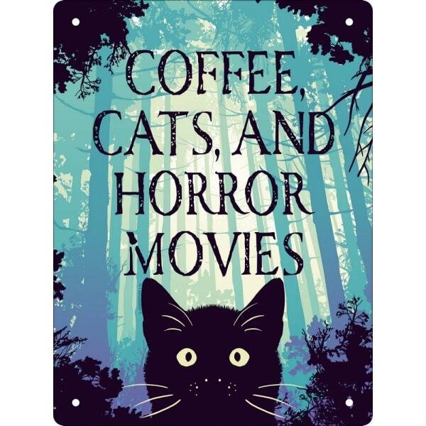 Grindstore Coffee, Cats & Horror Movies Tin Mini Plaque