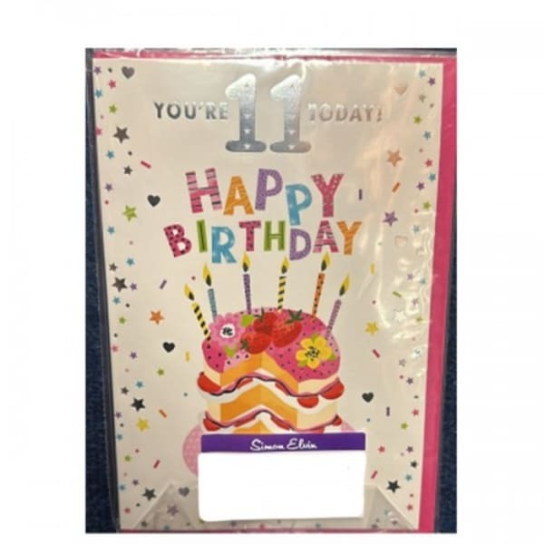 Simon Elvin Cake 11th Birthday Card (Pack of 6)