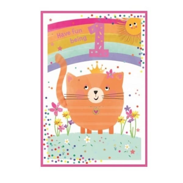 Simon Elvin Have Fun Being 1 Cat Birthday Card (Pack of 6)