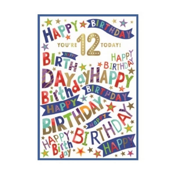 Simon Elvin Repeat Print 12th Birthday Card (Pack of 6)