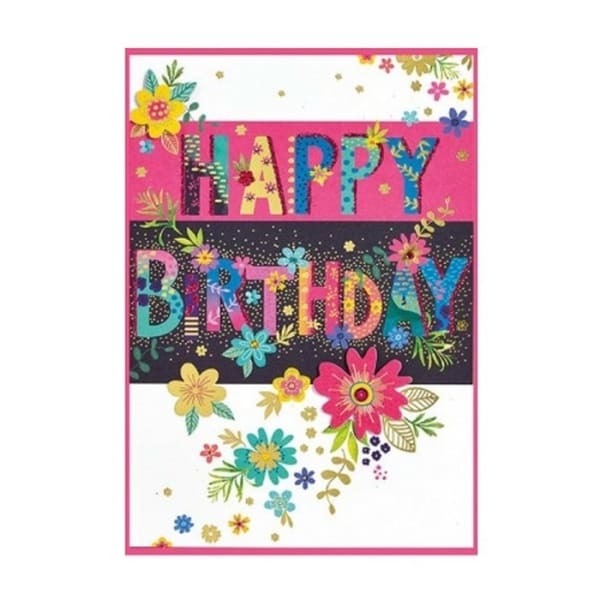 Simon Elvin Flowers Happy Birthday Card (Pack of 6)