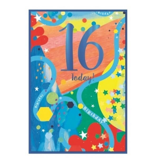 Simon Elvin 16 Today! Watercolour Birthday Card (Pack of 6)