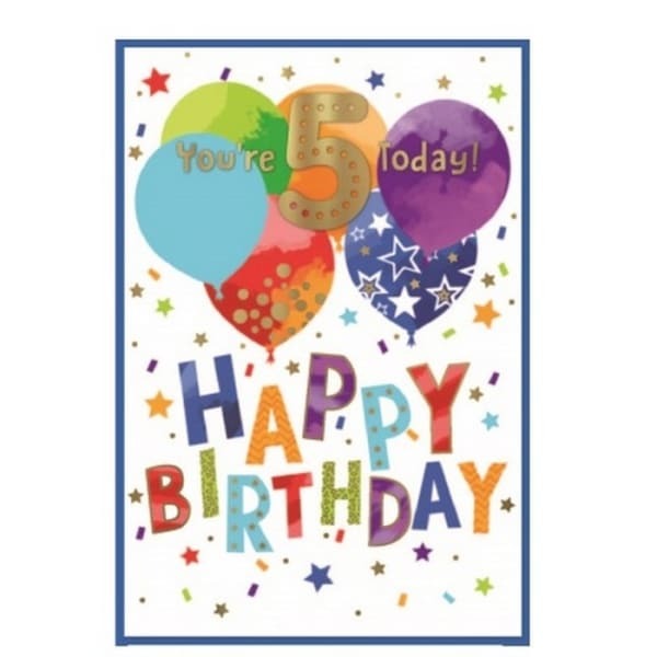 Simon Elvin You Are 5 Today Stars Birthday Card (Pack of 6)