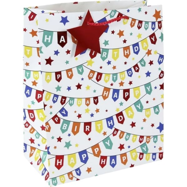 Eurowrap Banner Happy Birthday Gift Bag (Pack of 6) (M)