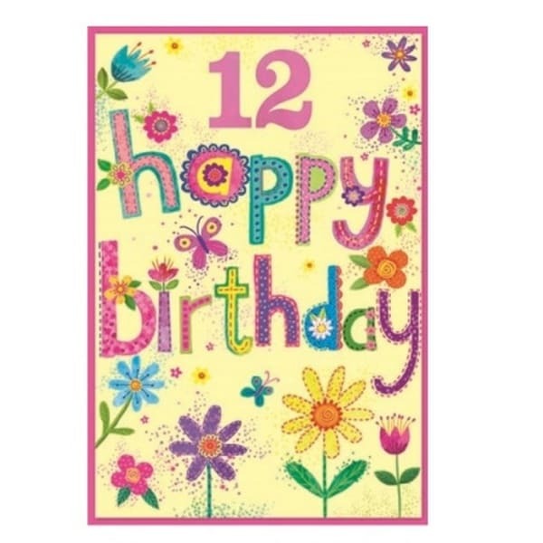 Simon Elvin Flowers 12th Birthday Card (Pack of 6)