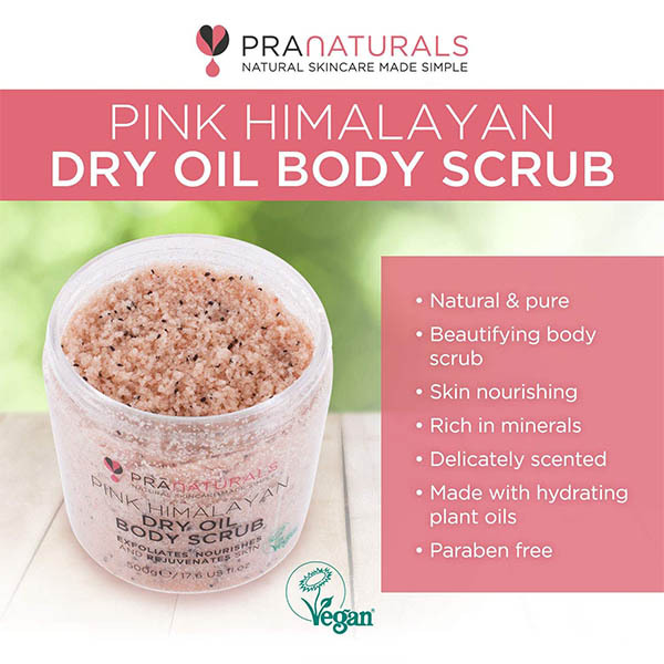 PraNaturals Pink Himalayan Dry Oil Body Scrub 500g