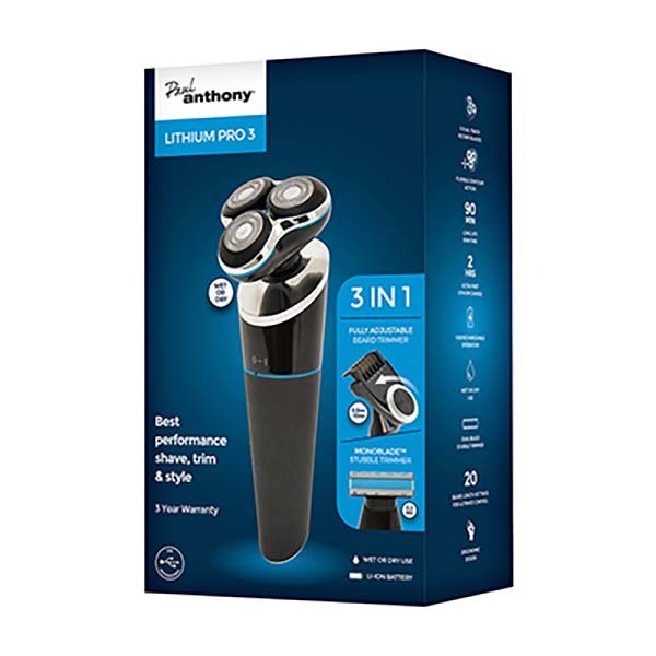 Paul Anthony Lithium Pro3 USB Wet&Dry Rotary Shaver/Trimmer